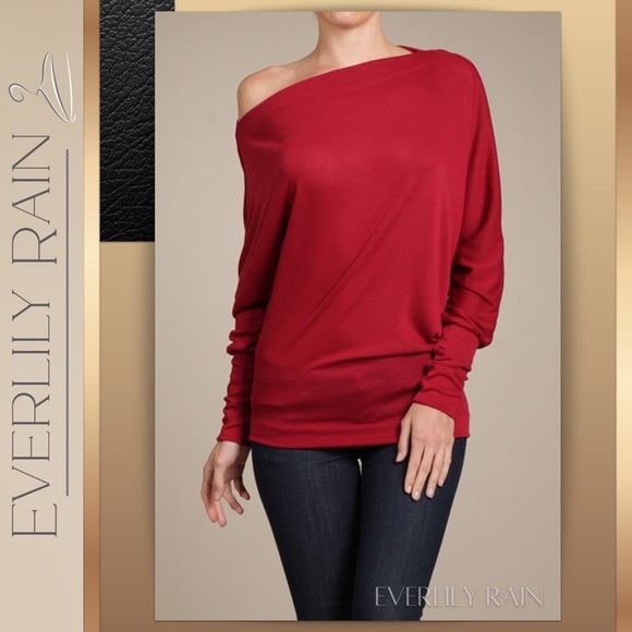 Burgundy Red Dolman Sleeve Top - Picture 2 of 9